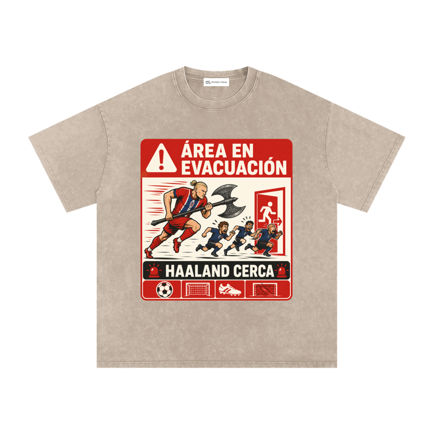 Haaland - Área en Evacuación - Camiseta Washed