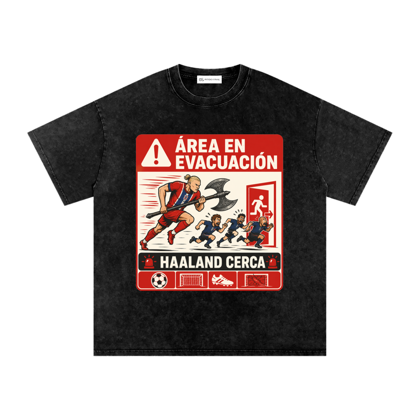 Haaland - Área en Evacuación - Camiseta Washed