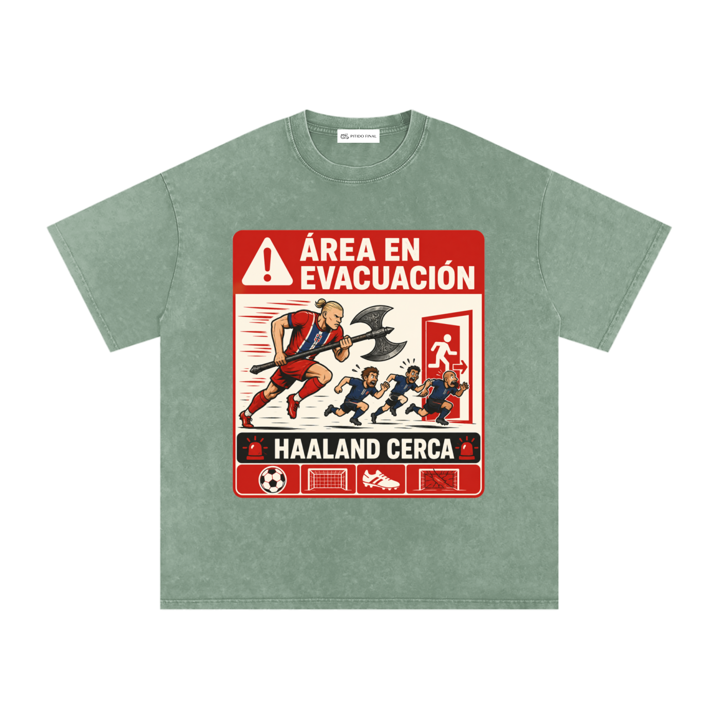 Haaland - Área en Evacuación - Camiseta Washed