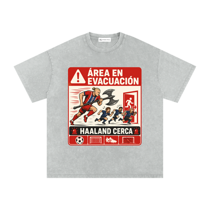 Haaland - Área en Evacuación - Camiseta Washed